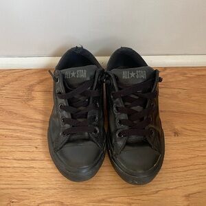Black leather converse sneakers